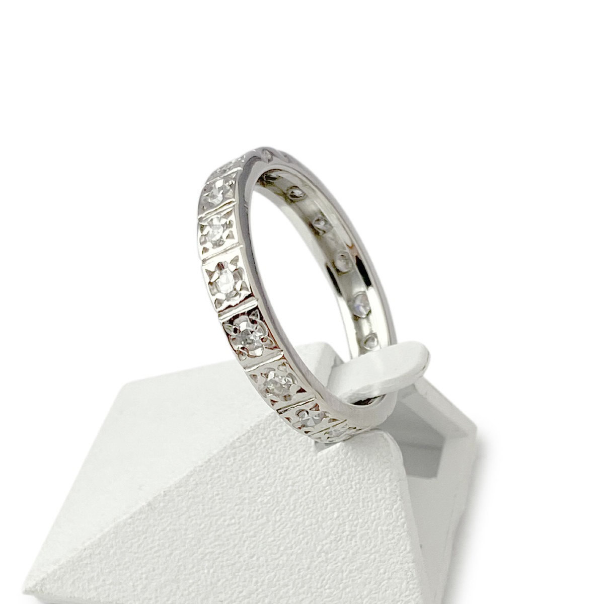 Bague d'occasion or 750 blanc diamants