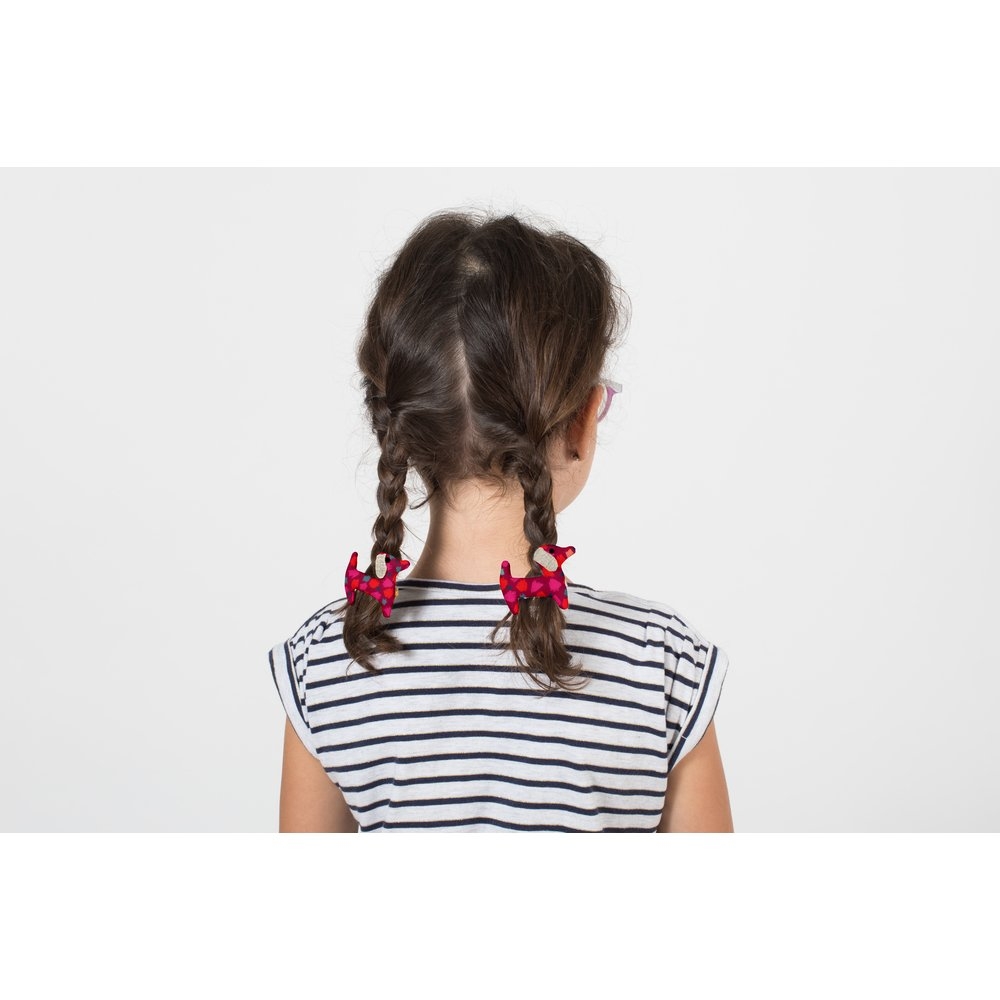 Barrette Basset Pompons Cerise