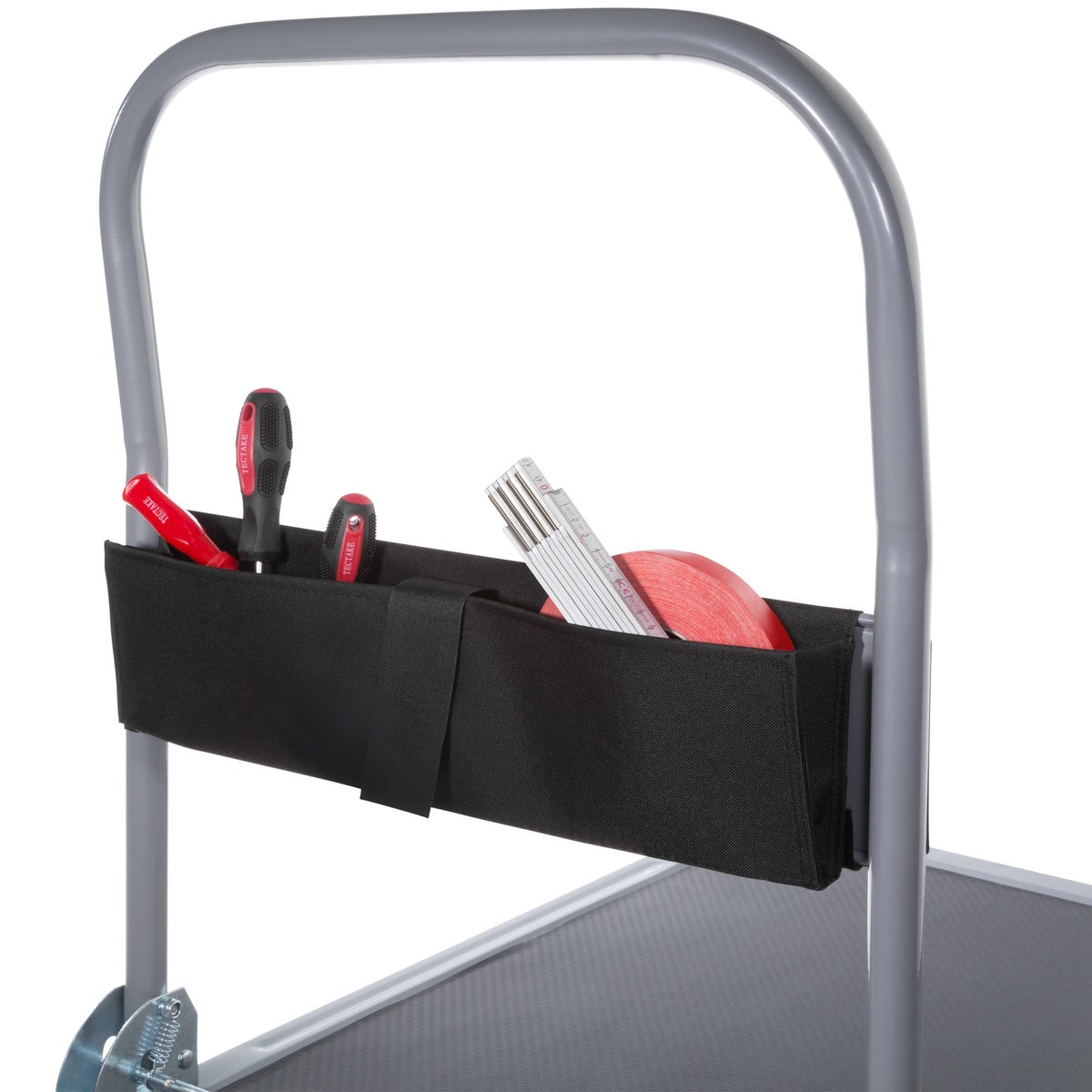 tectake platformwagen met inklapbare handgreep en opbergvak, laadvlak 90 x 61 cm