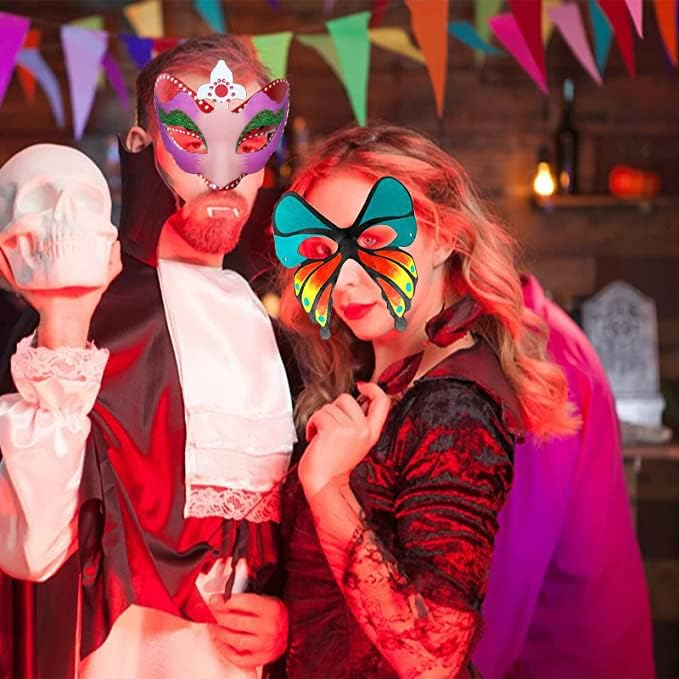 (5er Set) Venezianische Karton Masken DIY Karneval Kostüm Verkleidung Bastel Party Foto Requisite - Halbmaske Schmetterling