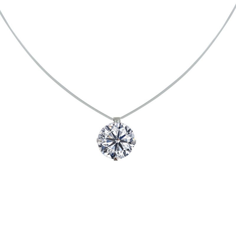 Collier Câble Nylon et Solitaire Strass Cristal 7 mm