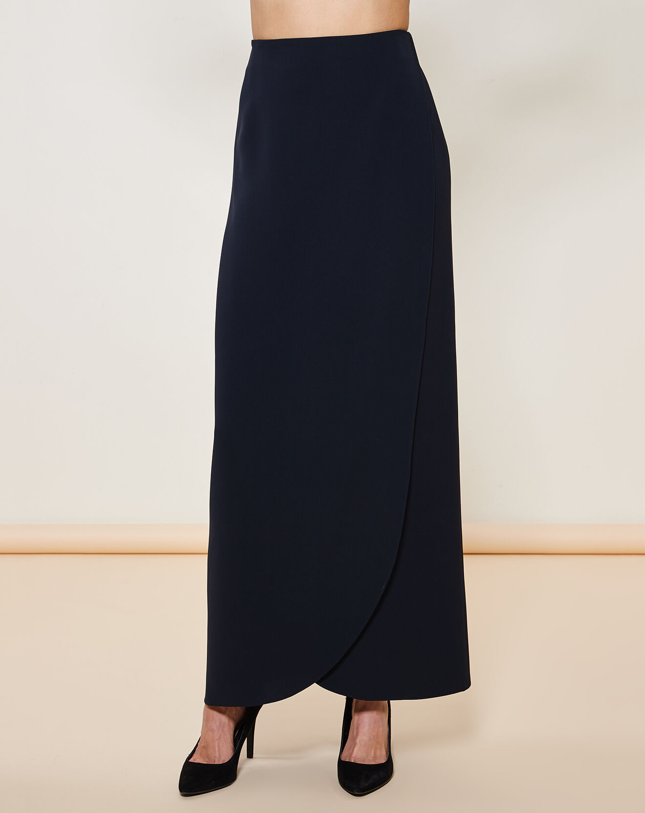 Giorgio Armani Jupe longue 100% Soie croisée marine