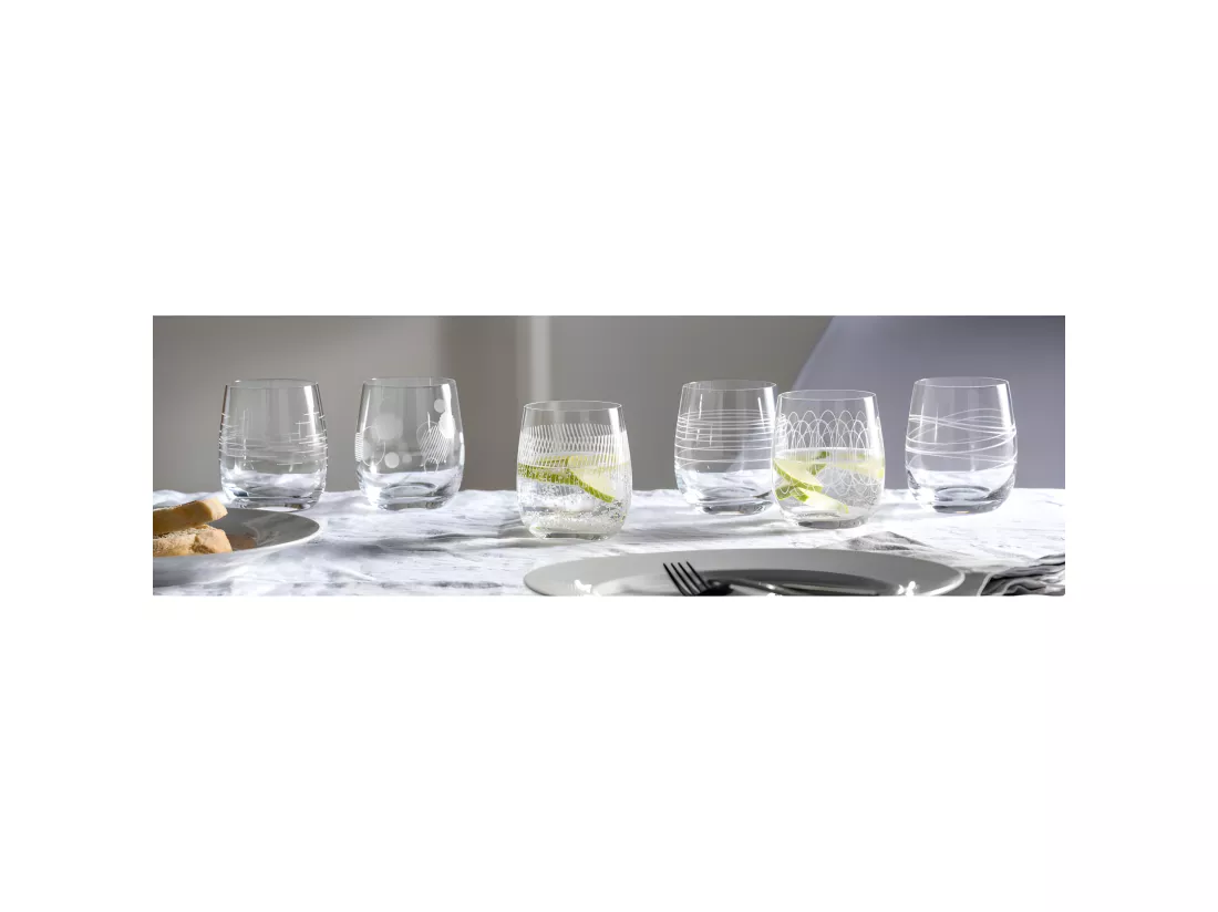 Lot de 6 verres à eau gravés 360ml Transparent Leonardo