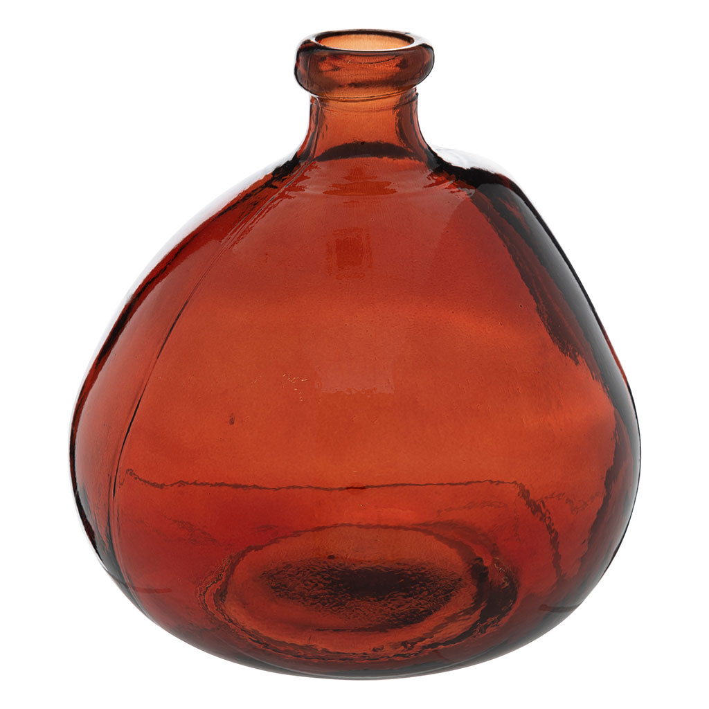 Vase dame-jeanne verre recyclé ambre D 21x22cm