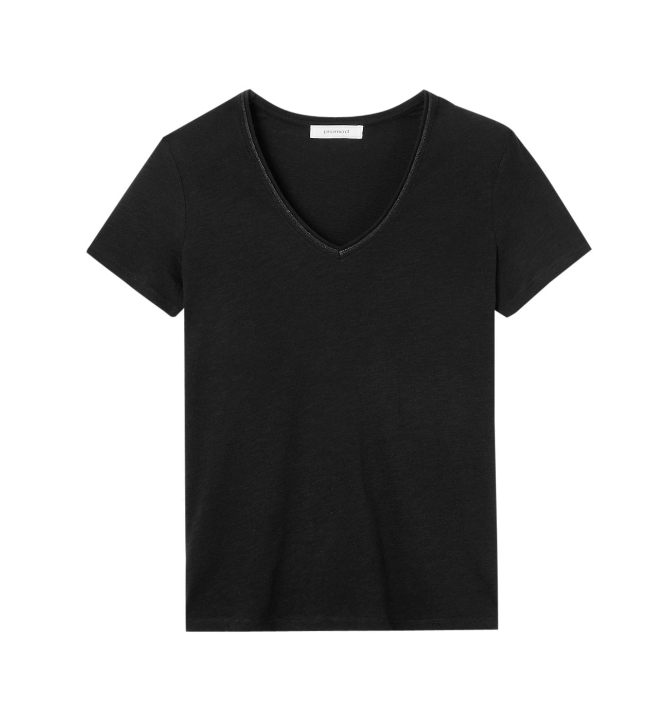 T-shirt col V Femme - Noir