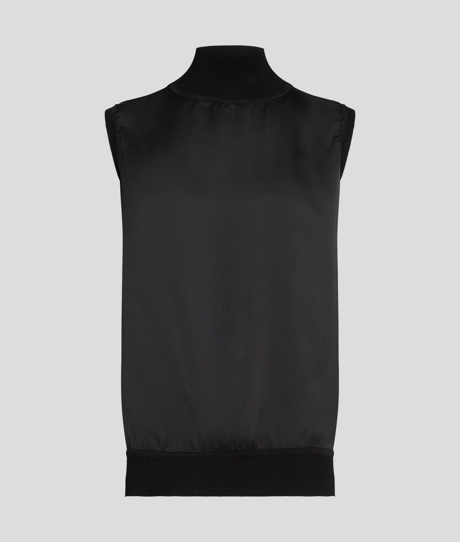 TOP SATIN SANS MANCHES - Noir