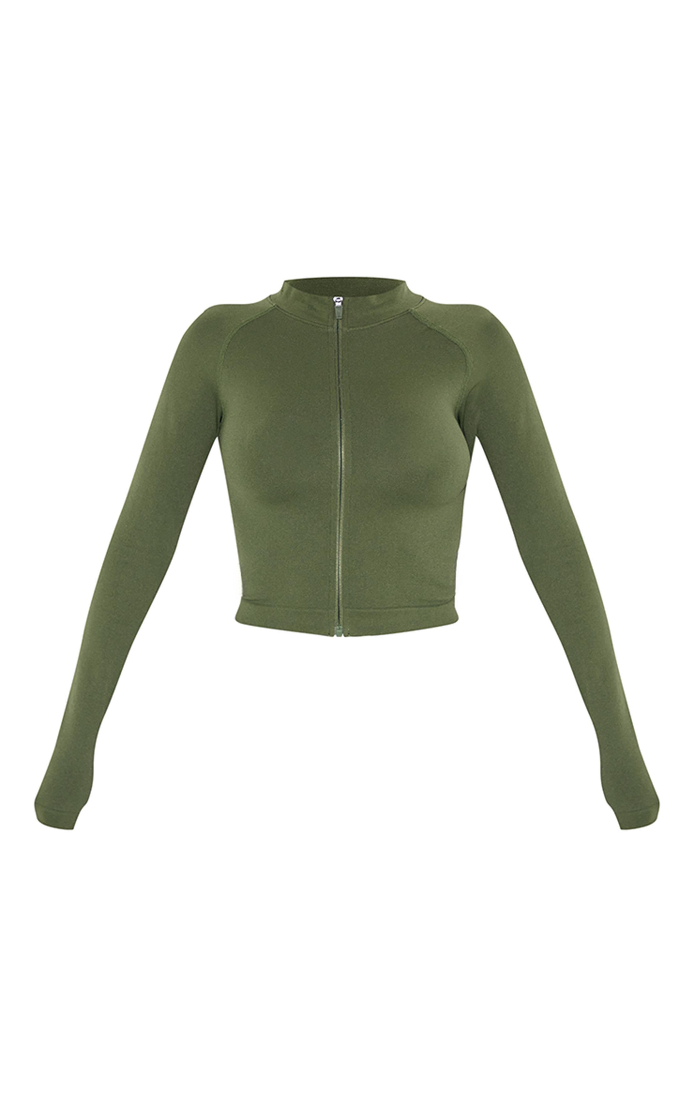 Forest Green Veste Zippée Active Sans Couture Shape