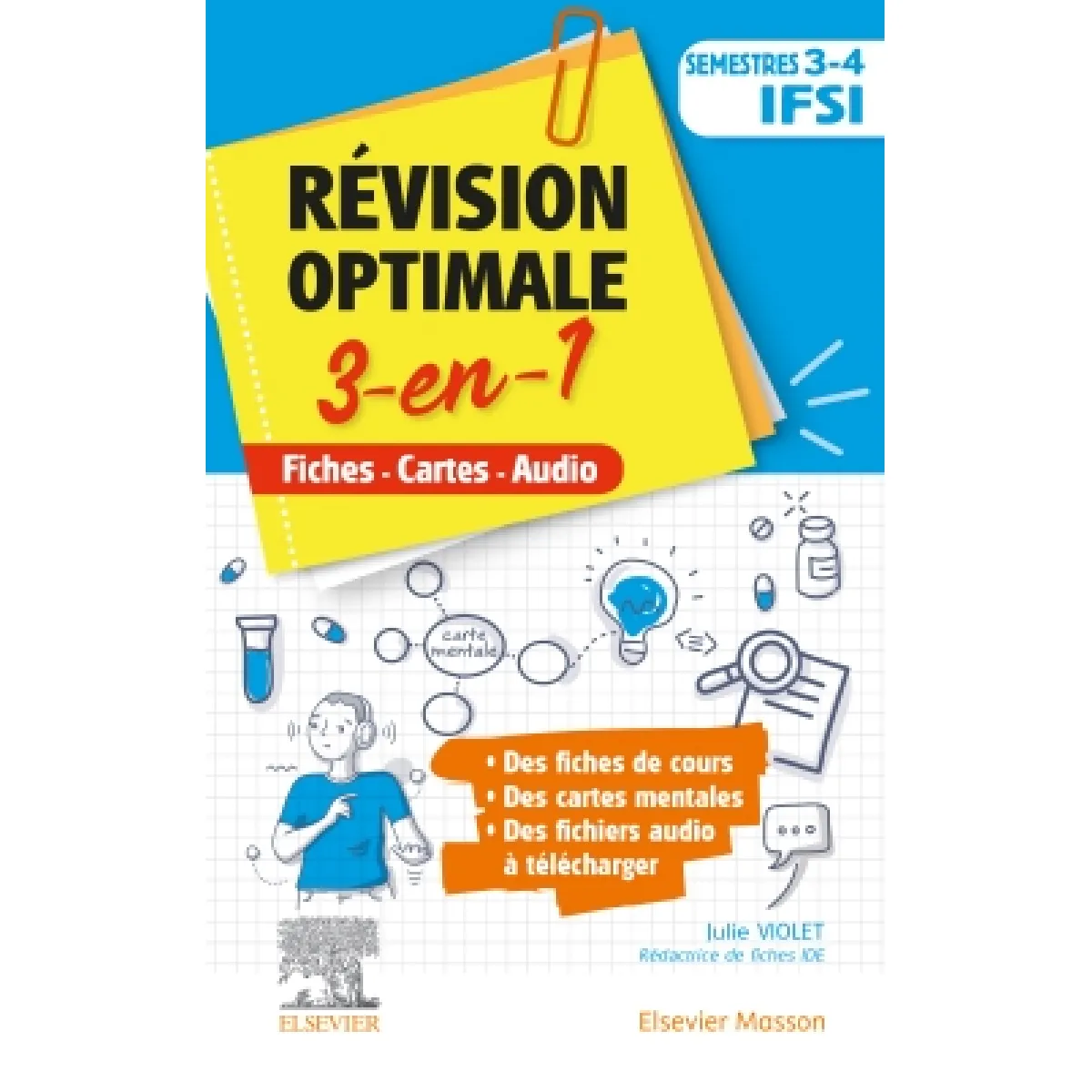 Révision optimale 3-en-1 : semestres 3-4 IFSI : fiches, cartes, audio · Occasion