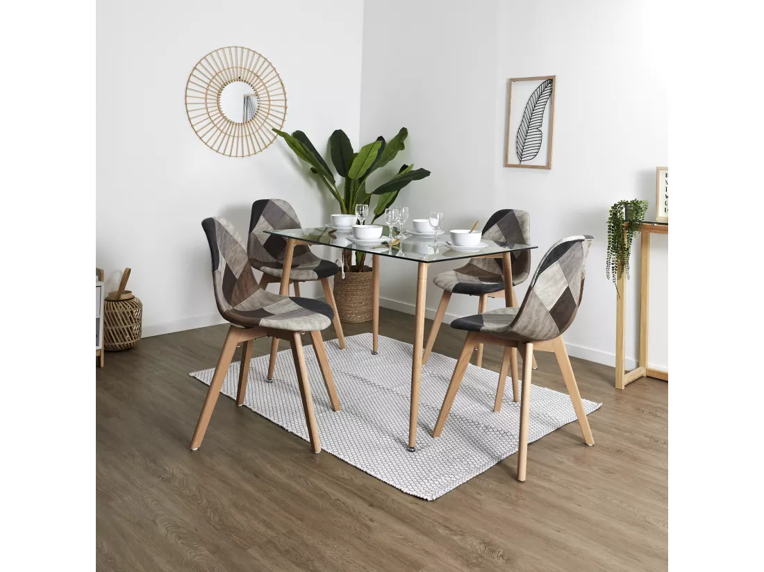 Chaise Patchwork Pu - Lot de 4