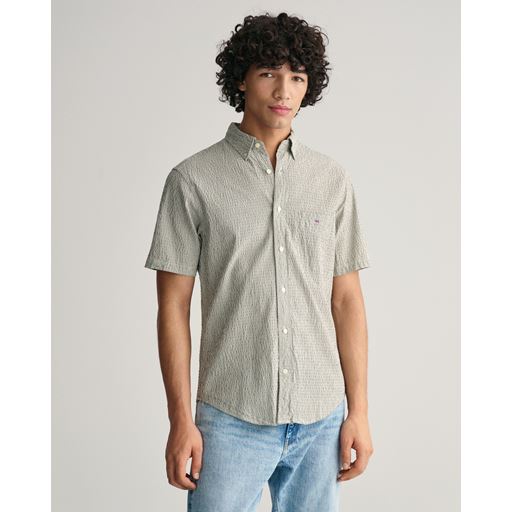 GANT Striped Seersucker Skjorte, Pine Green, XL