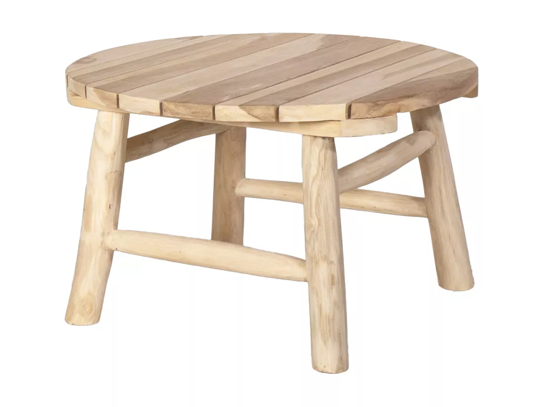 Lot de 2 tables basses de jardin en teck - Naturel clair - TULUM de MYLIA
