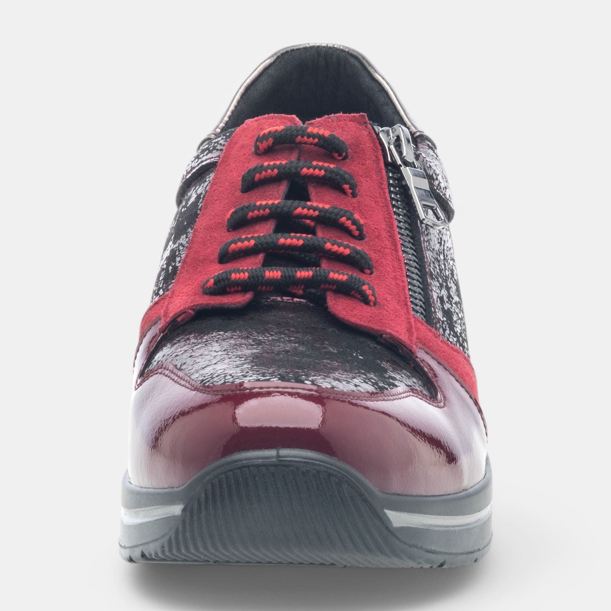 Derbies pieds sensibles Femme en cuir rouge