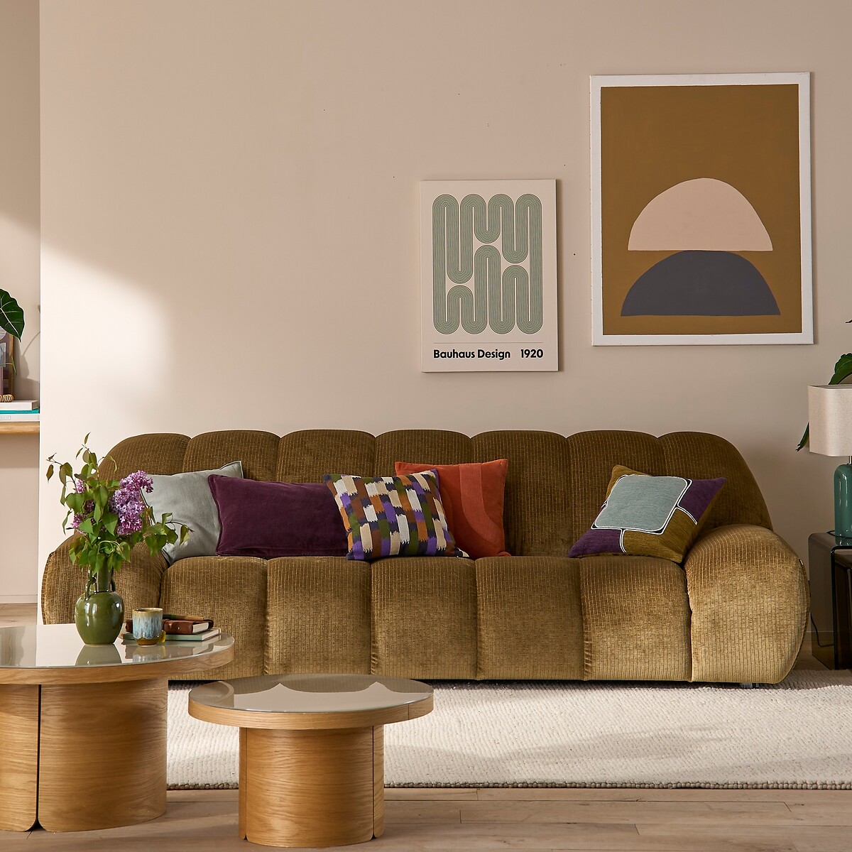 LA REDOUTE INTERIORS<br>Sofá de 4 lugares em veludo cotelê vintage, Nuria
