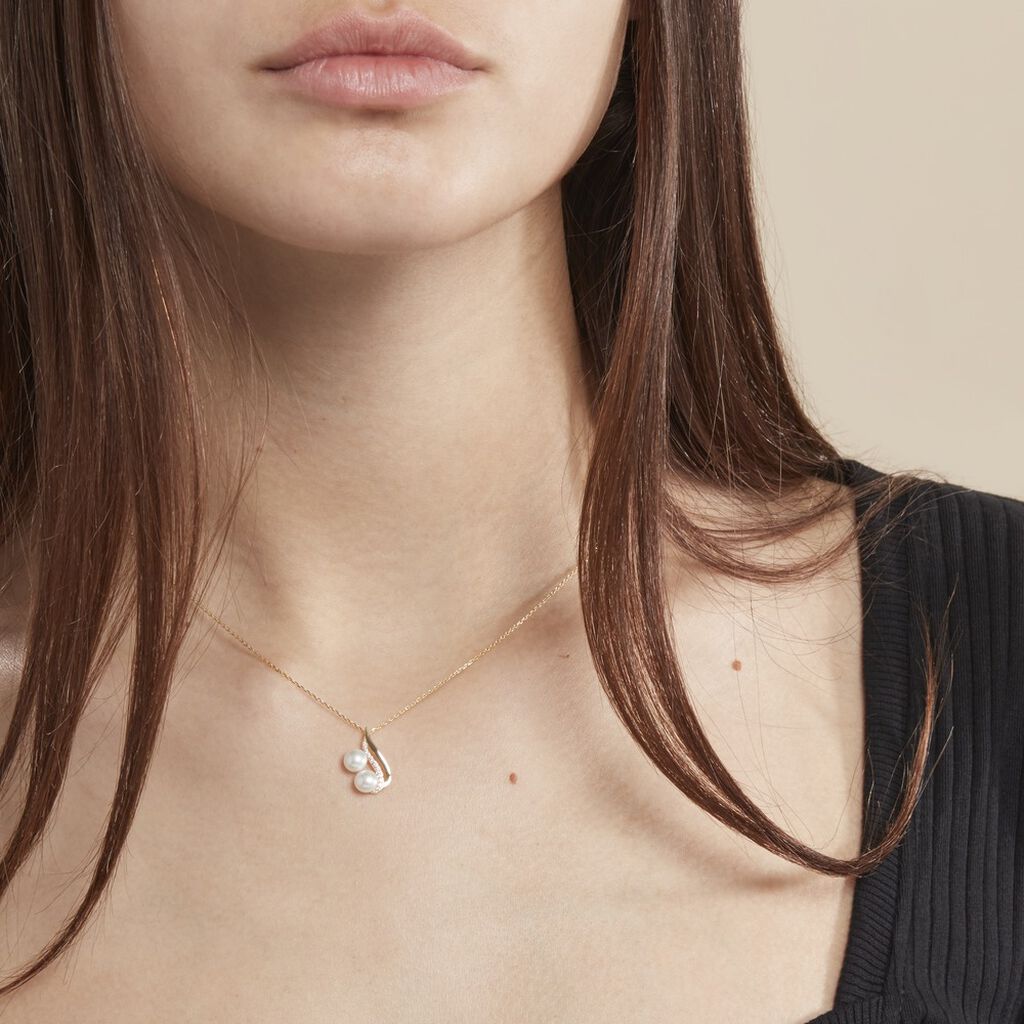 Collier Loeva Or Jaune Perle De Culture Et Oxyde De Zirconium