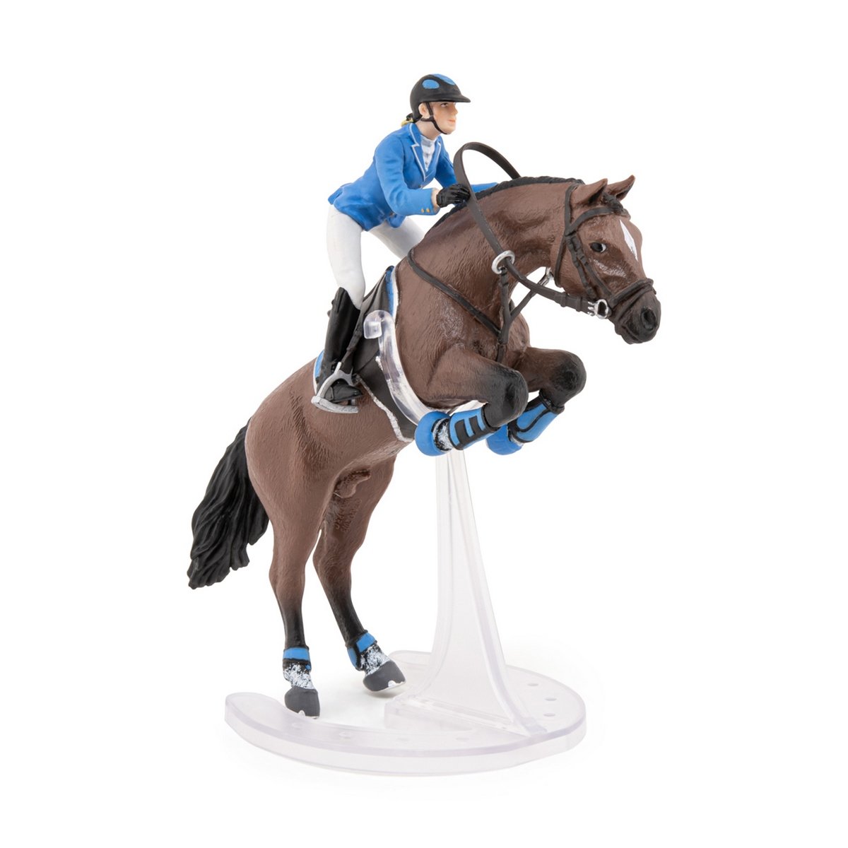 Figurine Cheval de saut d'obstacle et sa cavalière PAPO