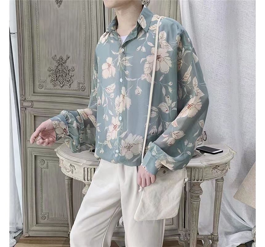 Adotuastic - Oversized overhemd met lange mouwen en bloemenprint