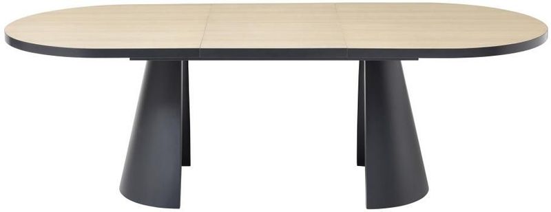 KORIZEA - Uitschuifbare Eettafel - Licht Natuurlijk en Zwart - MDF en Metaal