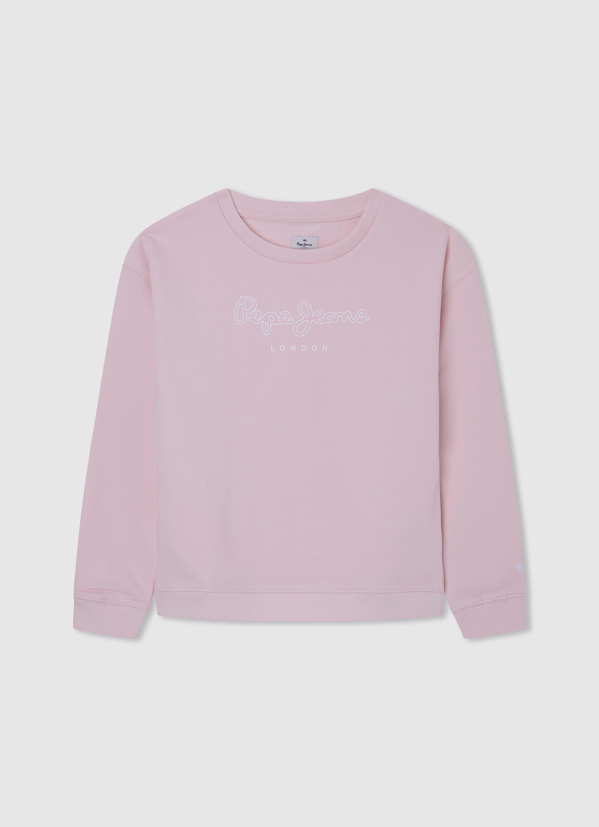 MOLETOM DE ALGODÃO COM ESTAMPA DE LOGOTIPO - rosa claro