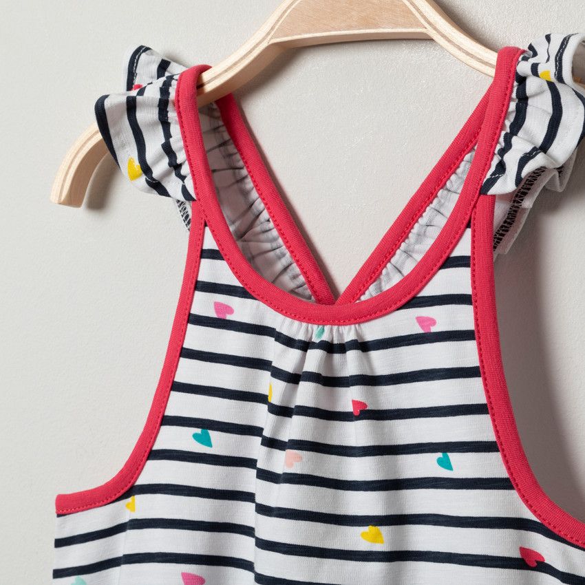 Robe imprimées all-over à bretelles volantées - Bleu marine