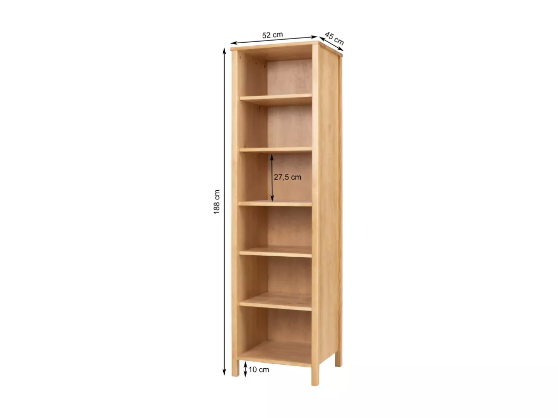 Bibliothèque Prestige I étroite en bois, coloris chêne