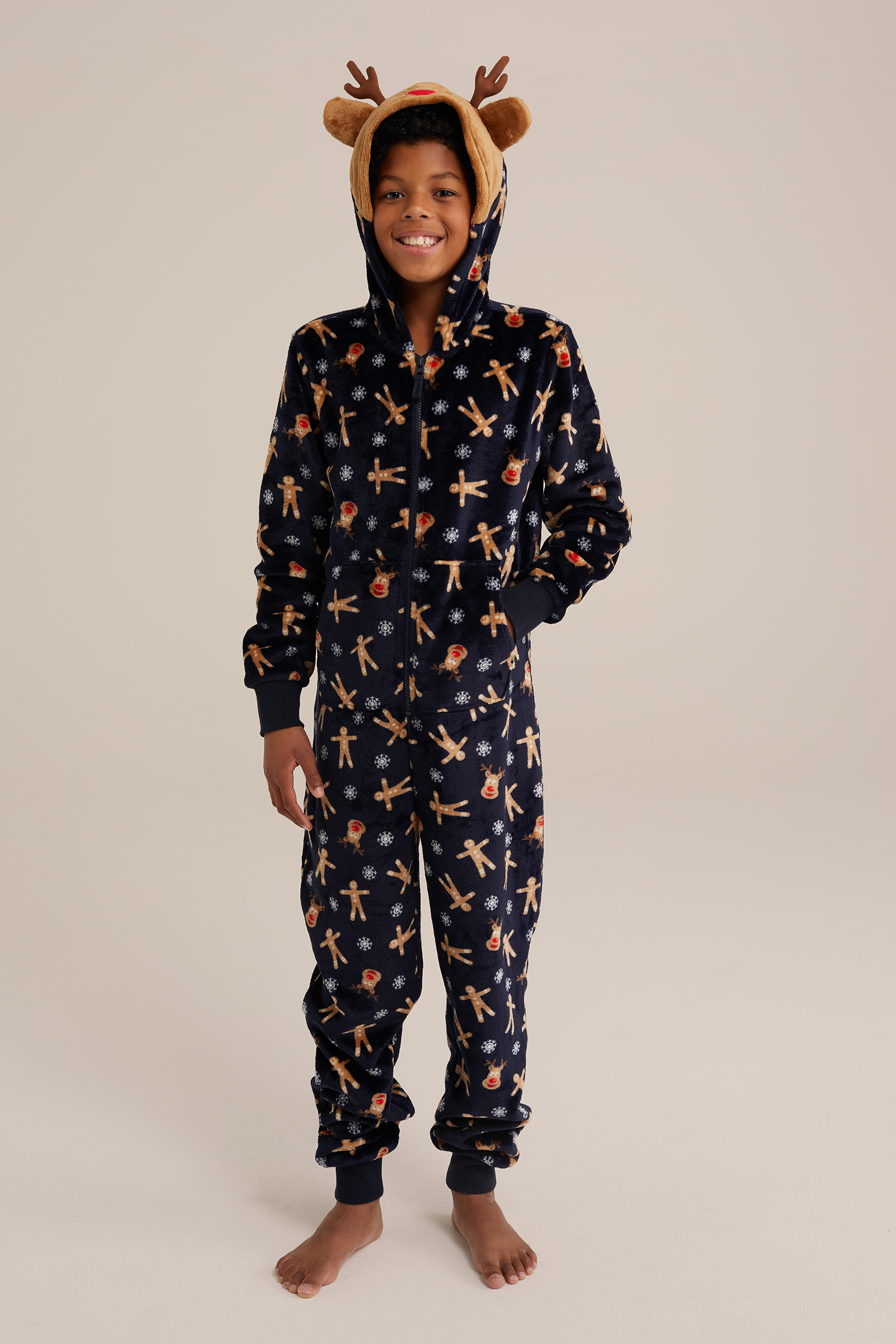 Jongens onesie met dessin WE Fashion Marineblauw