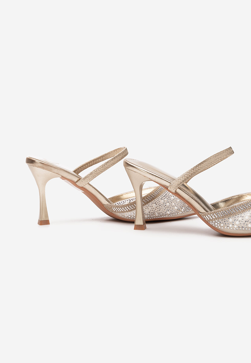 Chaussures à talon fin dorées Rosalya