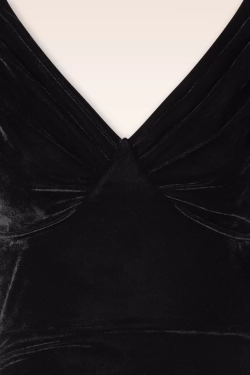 Glamour Bunny Marilyn velvet maxi jurk in zwart