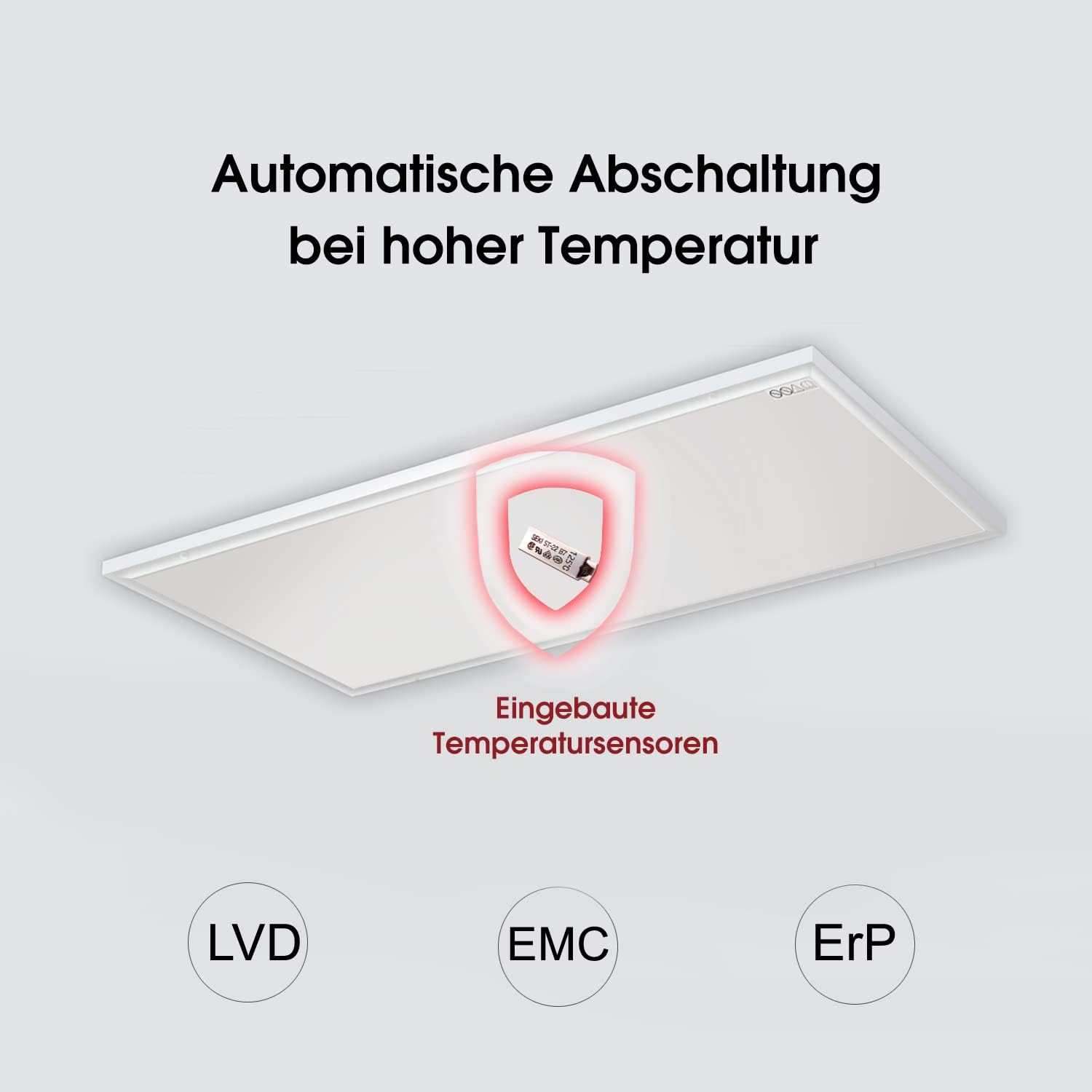 Infrarotheizung Deckenmontage mit Thermostat 860W, Infrarot Deckenheizung mit Überhitzungsschutz, Heizplatte Heizkörper Heizpaneel, Elektroheizung Energiesparend-1230 * 630mm