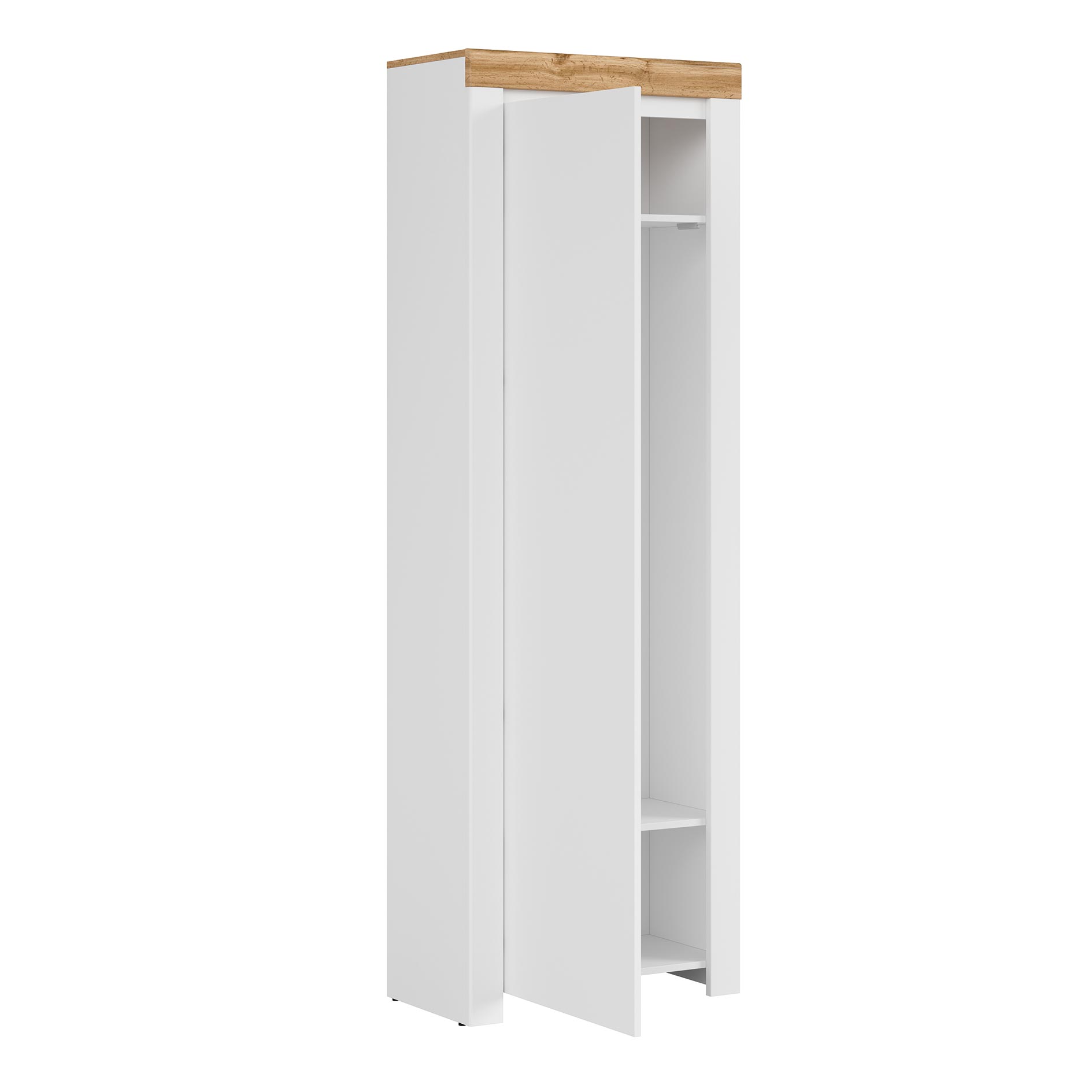 Garderobenschrank - weiß Hochglanz-Wotan Eiche - 204 cm hoch