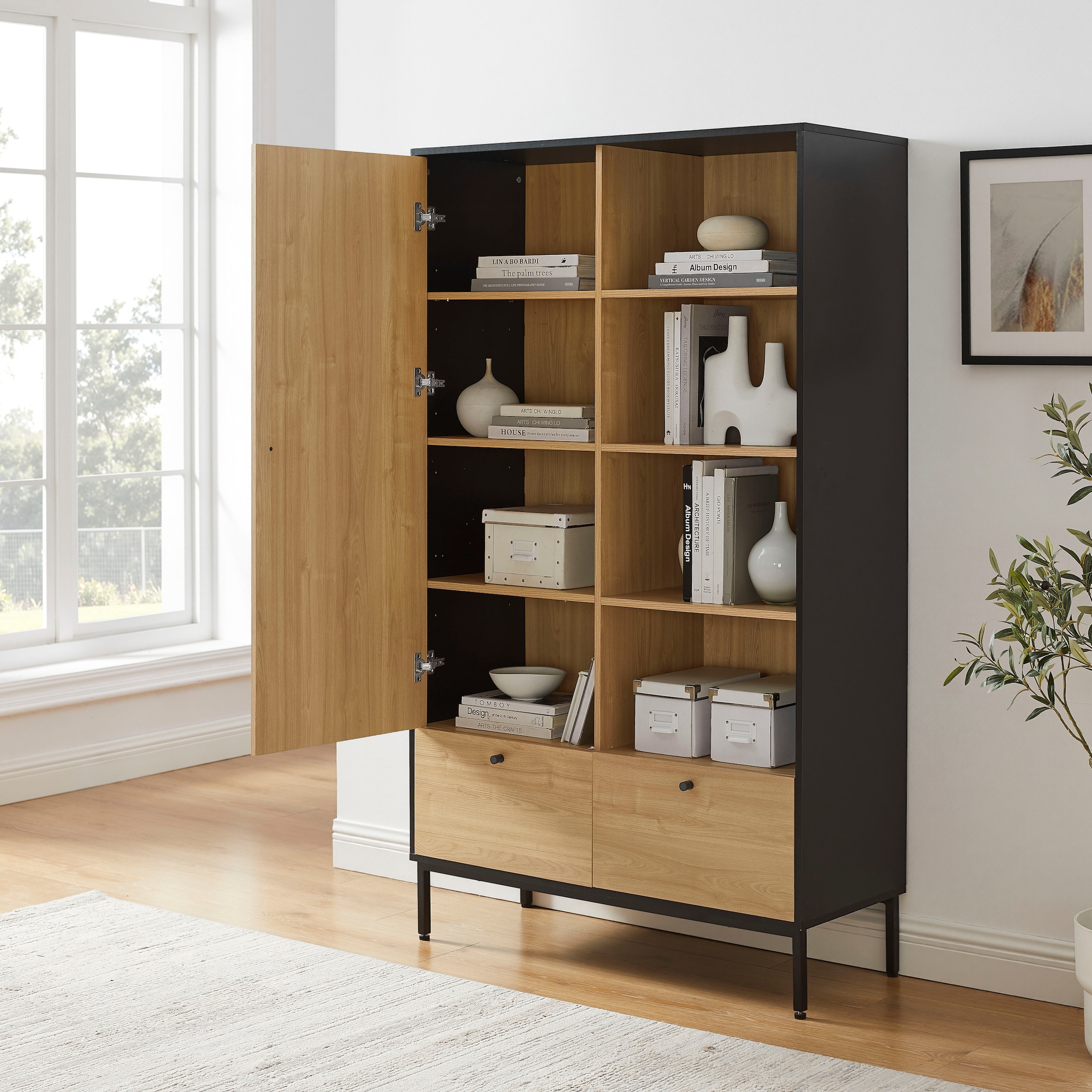 GOODproduct Highboard »Tayler« pflegeleichte Melaminoberfläche, Metallgestell, Breite 100 cm
