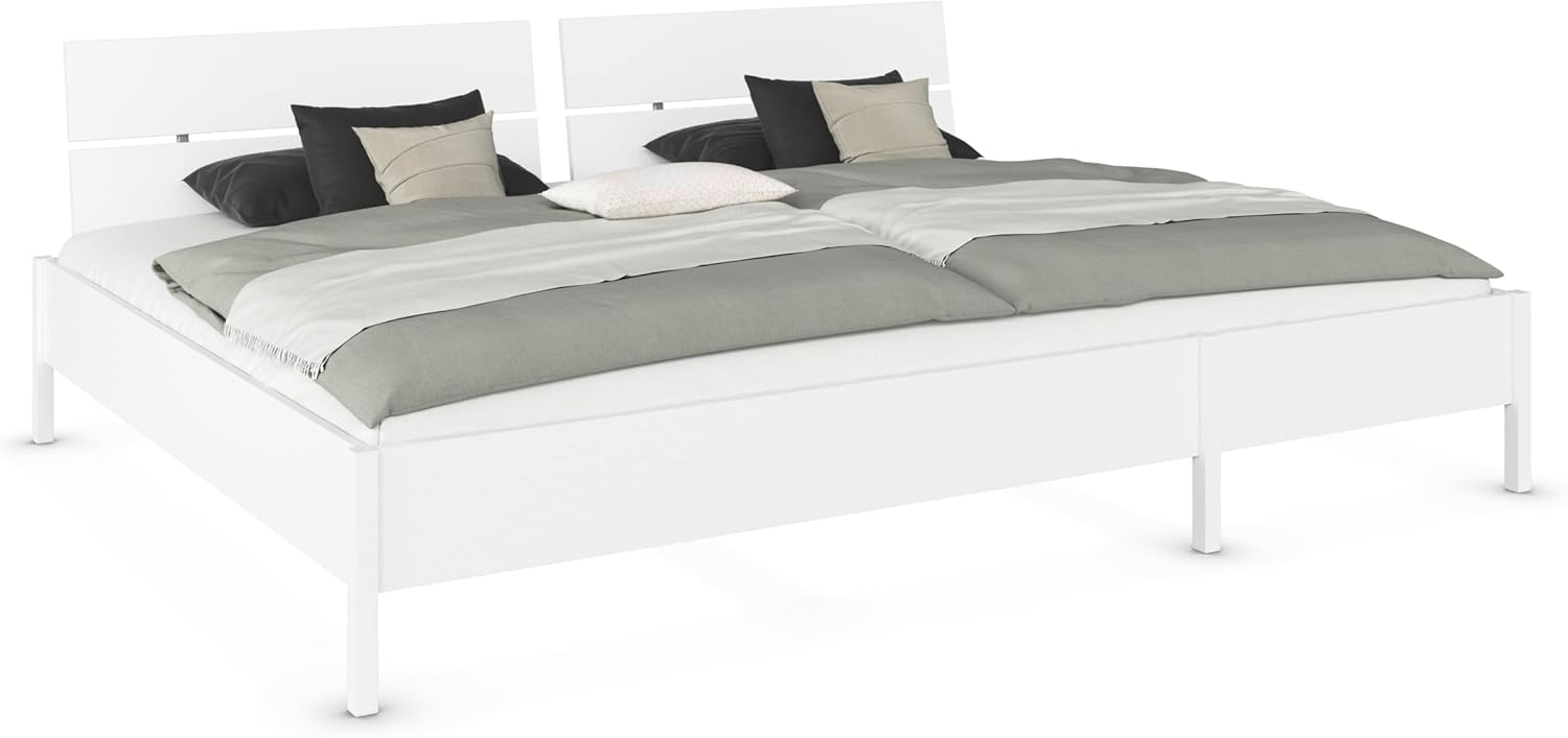 Rauch Möbel Mare, Familienbett, Bett, Mehrpersonenbett, Liegefläche 270x200 cm für gemeinsames Schlafen mit der Familie, Farbe Weiß, 278x95x217cm