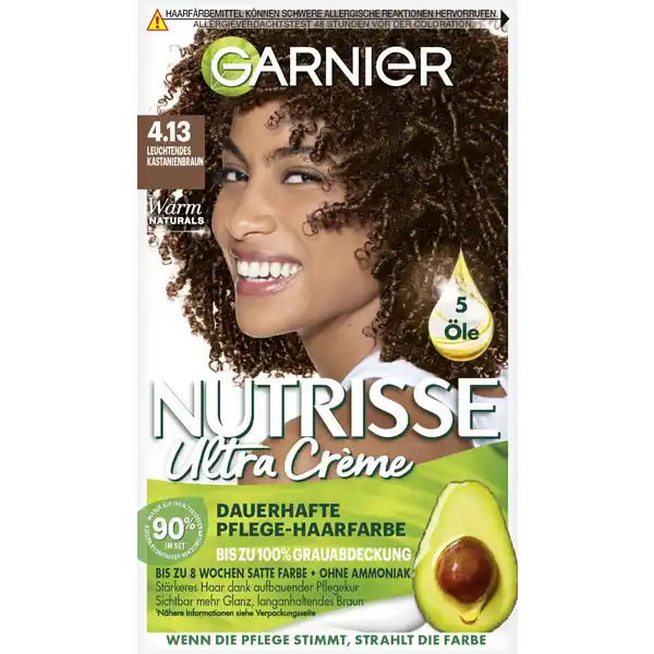Ultra Crème Dauerhafte Pflege-Haarfarbe 4.13 Leuchtendes Kastanienbraun