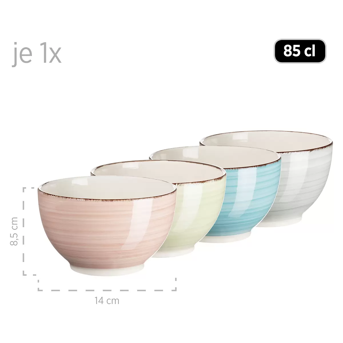 Geschirr-Set 16tlg. LUMACA blau,grün,rosa,türkis