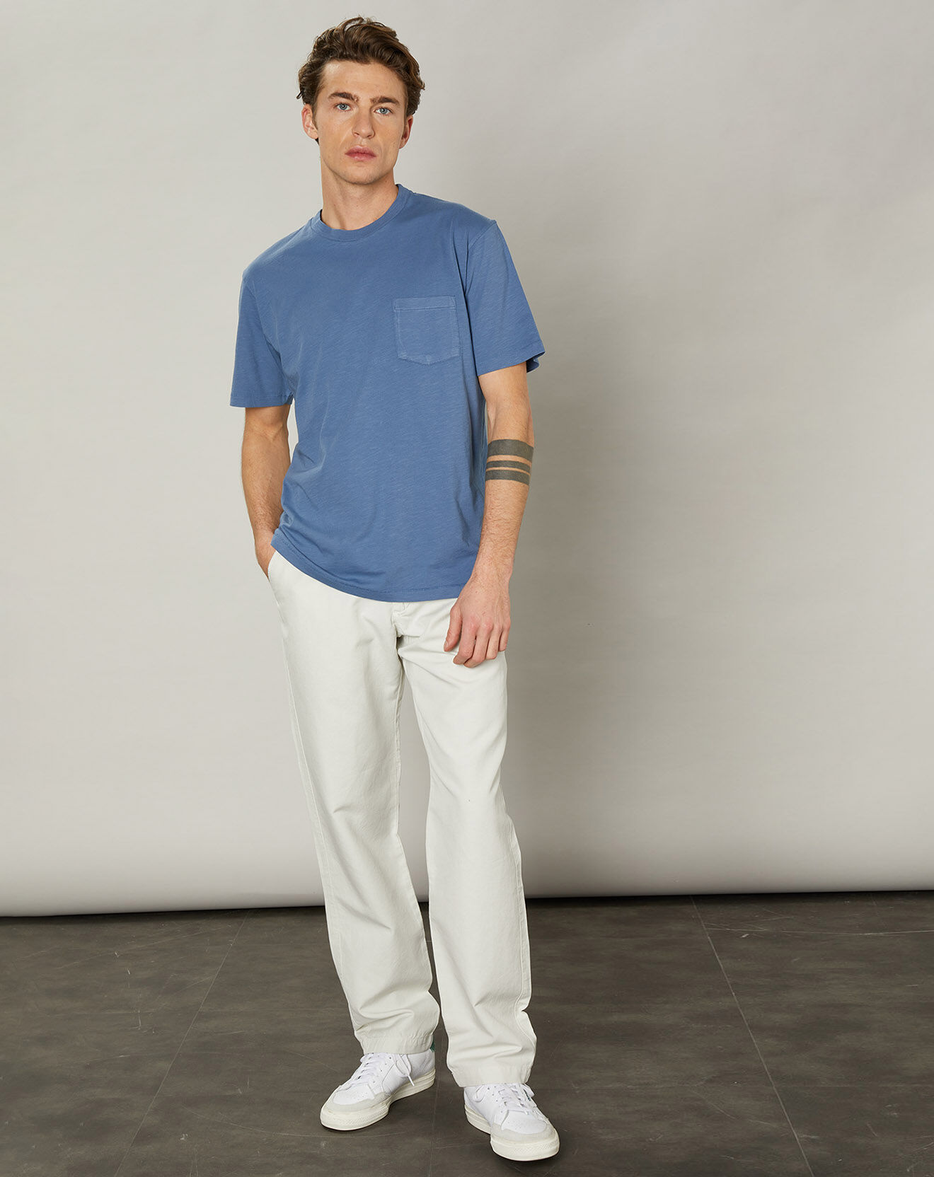 Hartford T-Shirt Pocket Crew bleu horizon