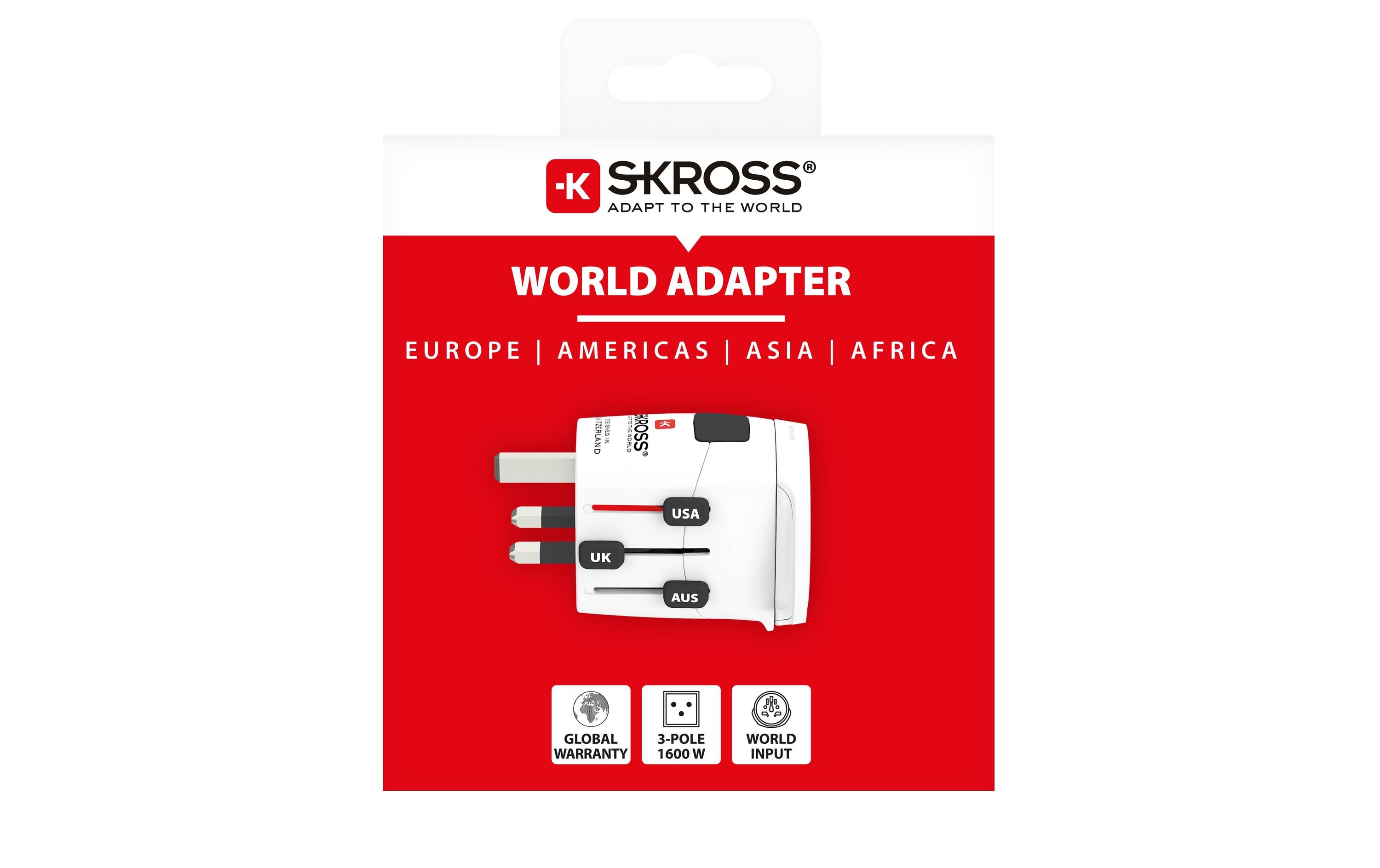 Weltreiseadapter PRO Light WorldKompakter Reisestecker mit Muli-Länder Aufsatz, weiss