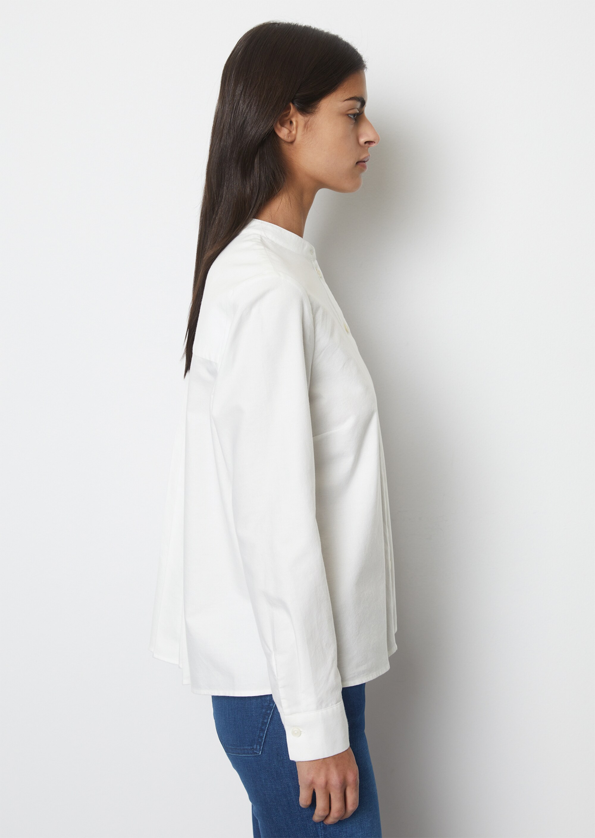Bluse mit Falten-Detail regularaus Oxford-Qualität