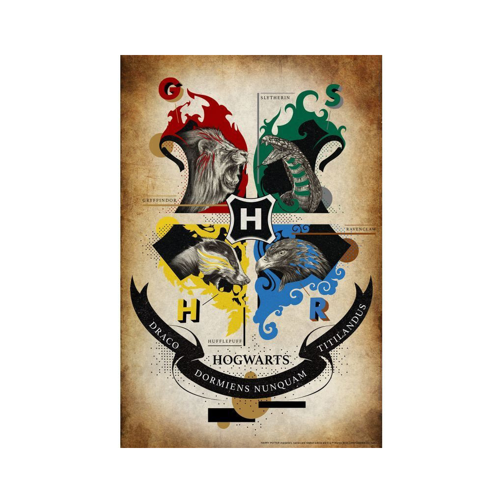 Puzzle Prime 3D - Harry Potter 4 Maisons - Boite Métal - 300 pièces