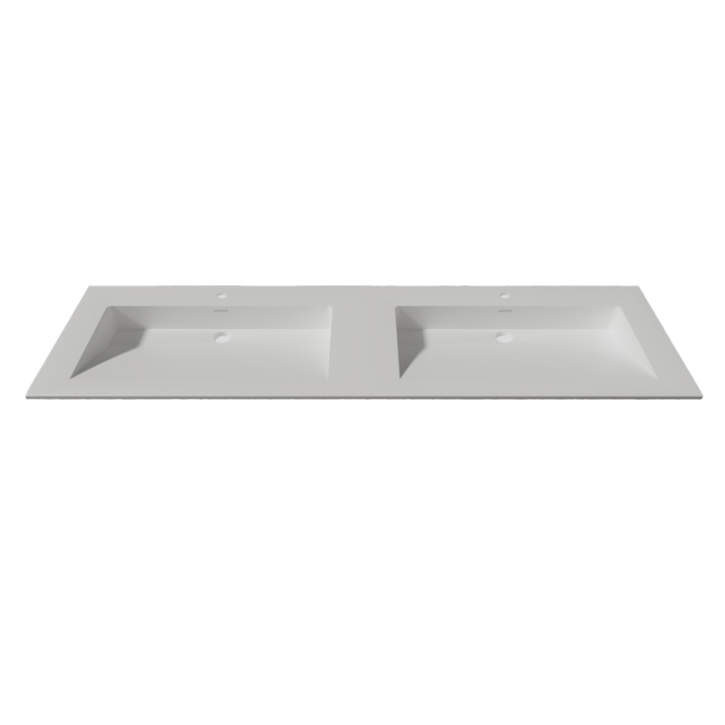 Lambini Designs Flora solid surface wastafel 160cm met kraangaten wit mat
