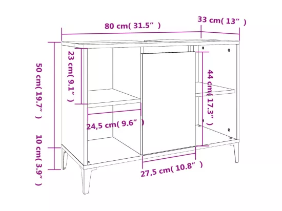 Meuble d'évier blanc brillant 80x33x60 cm bois d'ingénierie