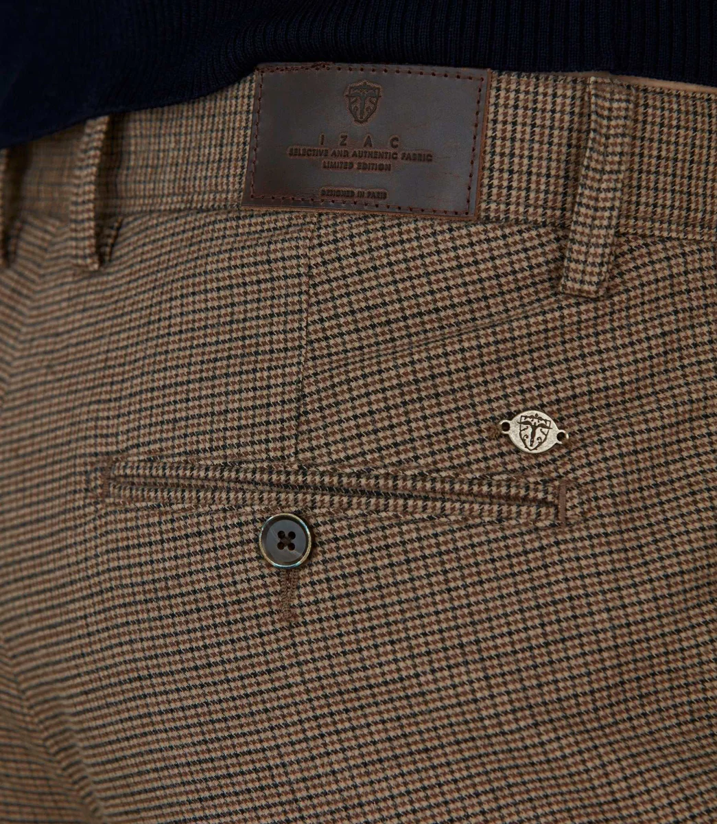 Pantalon chino esprit lainage beige foncé 