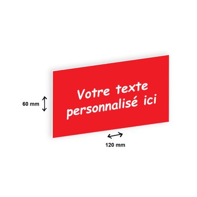 Plaque personnalisée avec votre texte - 120 x 60 mm - rouge - adhésivée prête à poser