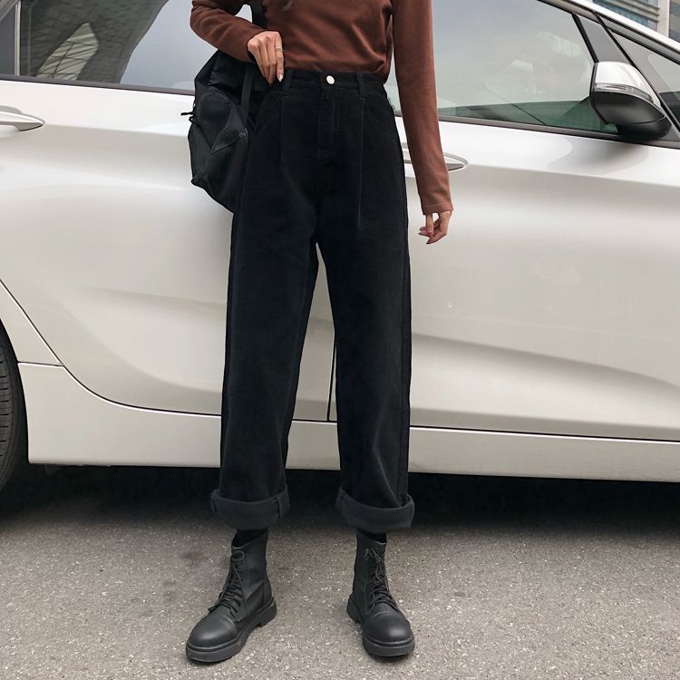 Whoosh - Corduroy broek met hoge taille en rechte pijpen