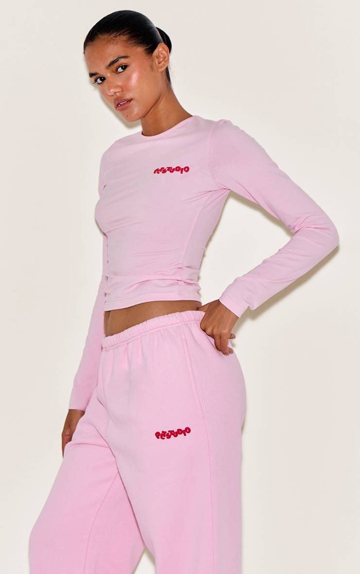 Rose Top Court À Manches Longues En Coton Plt Studio Imprimé Synthétiqueff Prune