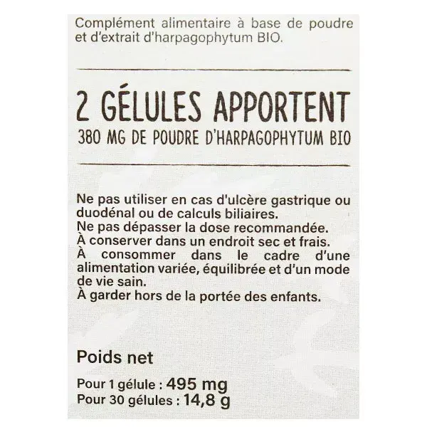 Nutrisanté Les Nutri'Sentiels Harpagophytum Orgânico 30 cápsulas