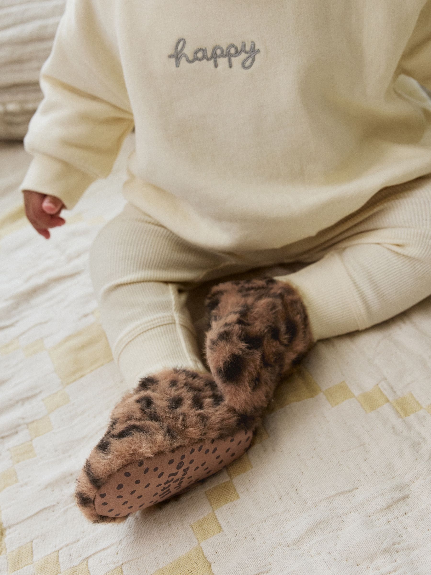 Animal Bruin met dierenprint - Baby Cosy Boots met Klittenbandsluiting (0-18maanden)