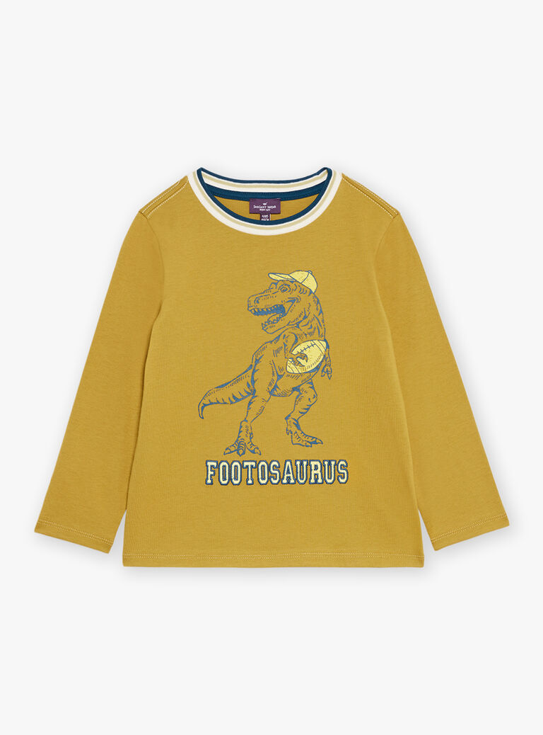 T-shirt jaune moutarde à motif dinosaure