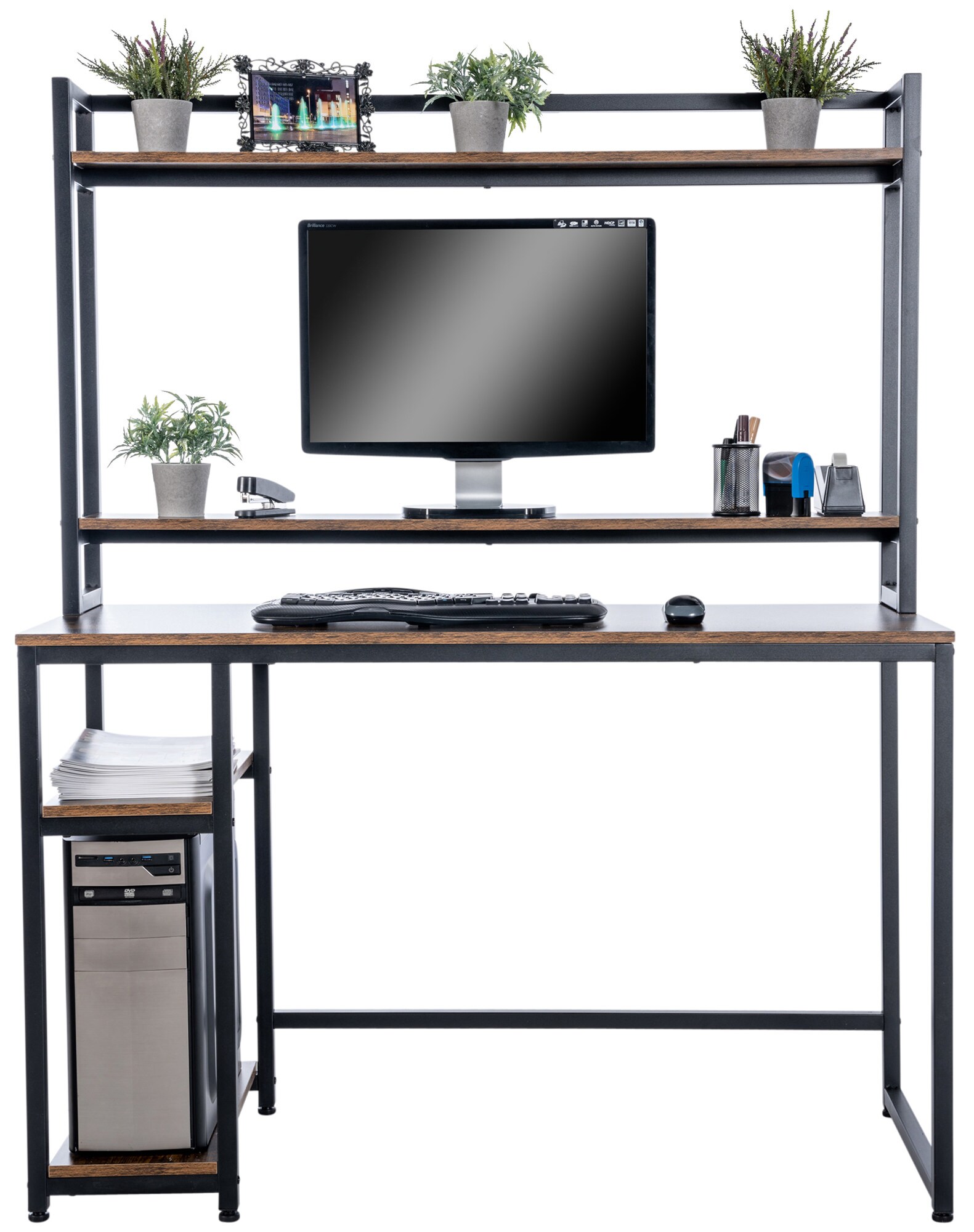 CLP Schreibtisch Billings I Computertisch Mit Regal Und Staufächern I Bürotisch Im Industrial Look