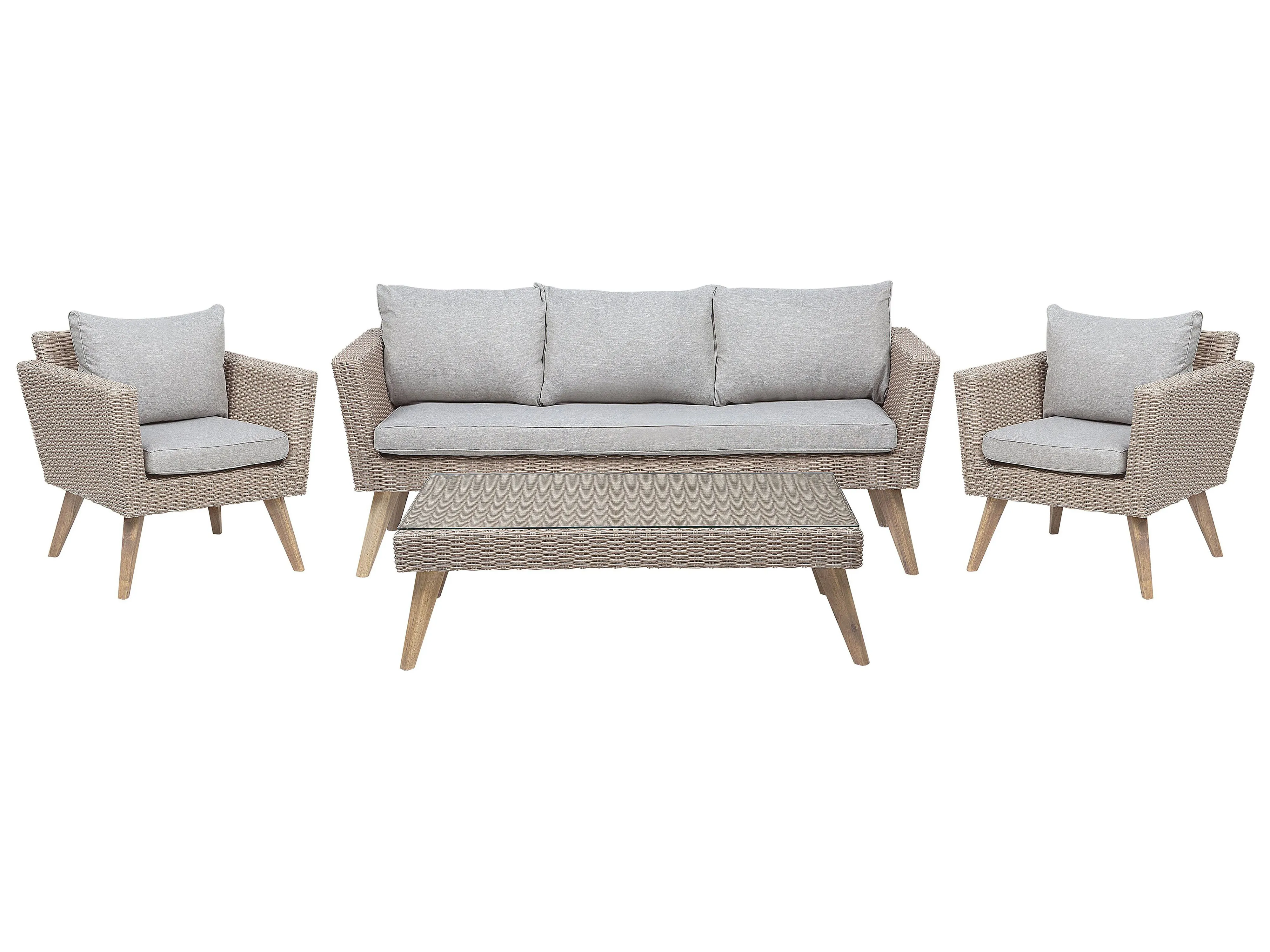 Loungeset met tafel 5-zits VITTORIA PE rotan Grijs
