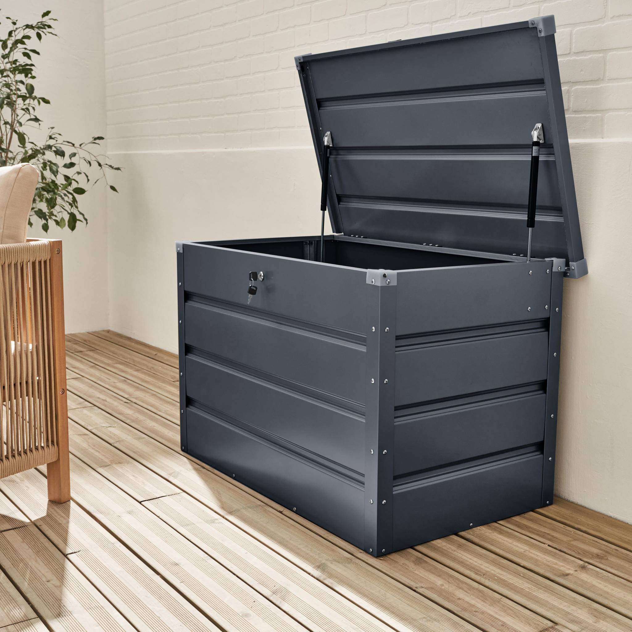 Coffre de jardin en métal -dallas - 285l anthracite