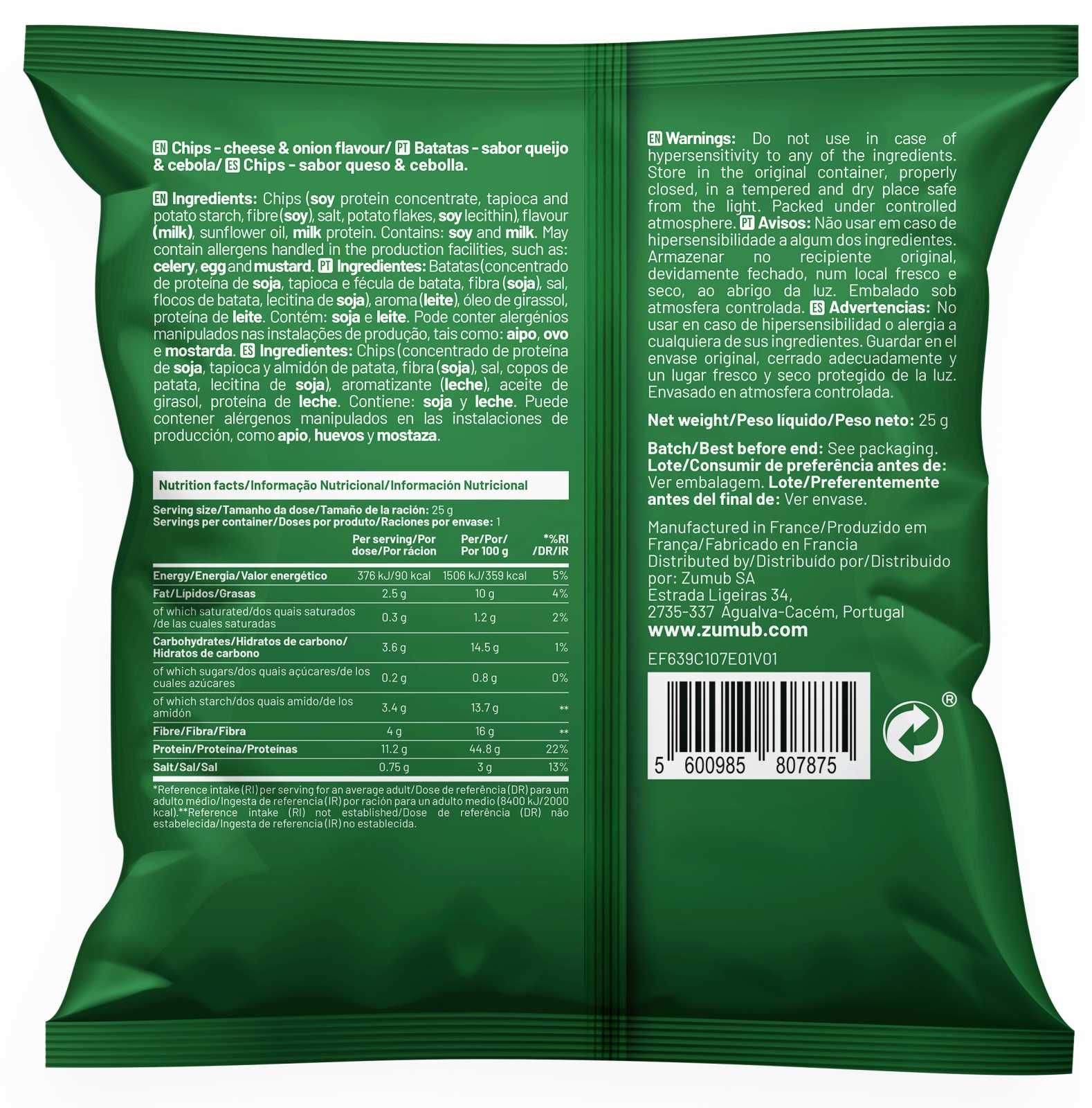 Chips de proteína Zumub sabor churrasco defumado 25 g